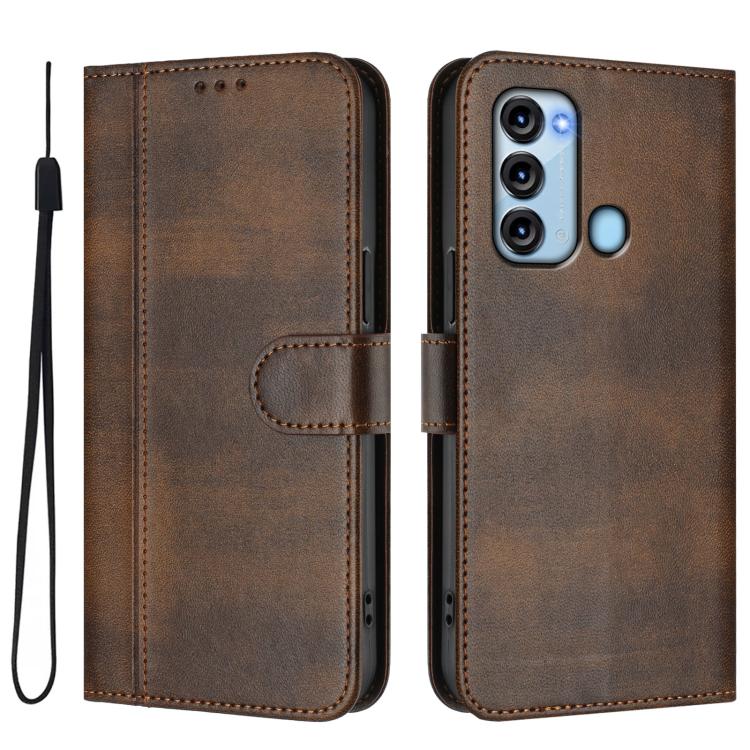 For itel S17 / Vision 3 Line Splicing Buckle Retro Leather Phone Case