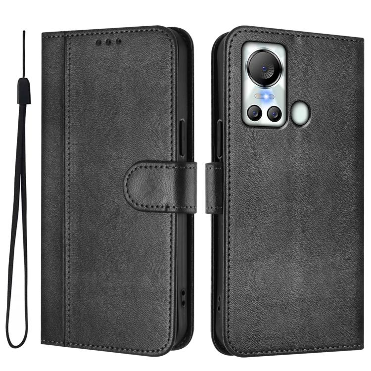 For itel S18 / Vision 5 Line Splicing Buckle Retro Leather Phone Case