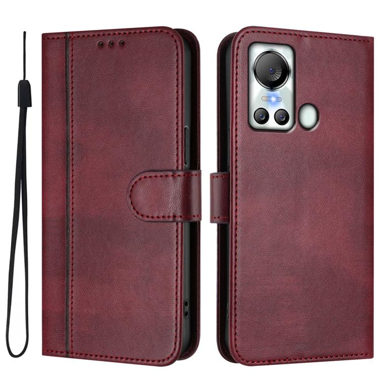 For itel S18 / Vision 5 Line Splicing Buckle Retro Leather Phone Case