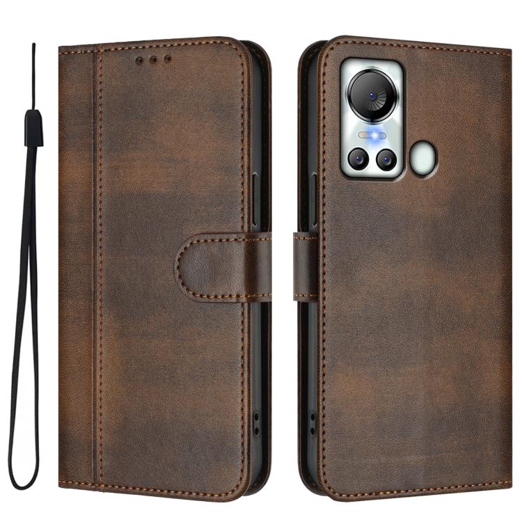 For itel S18 / Vision 5 Line Splicing Buckle Retro Leather Phone Case