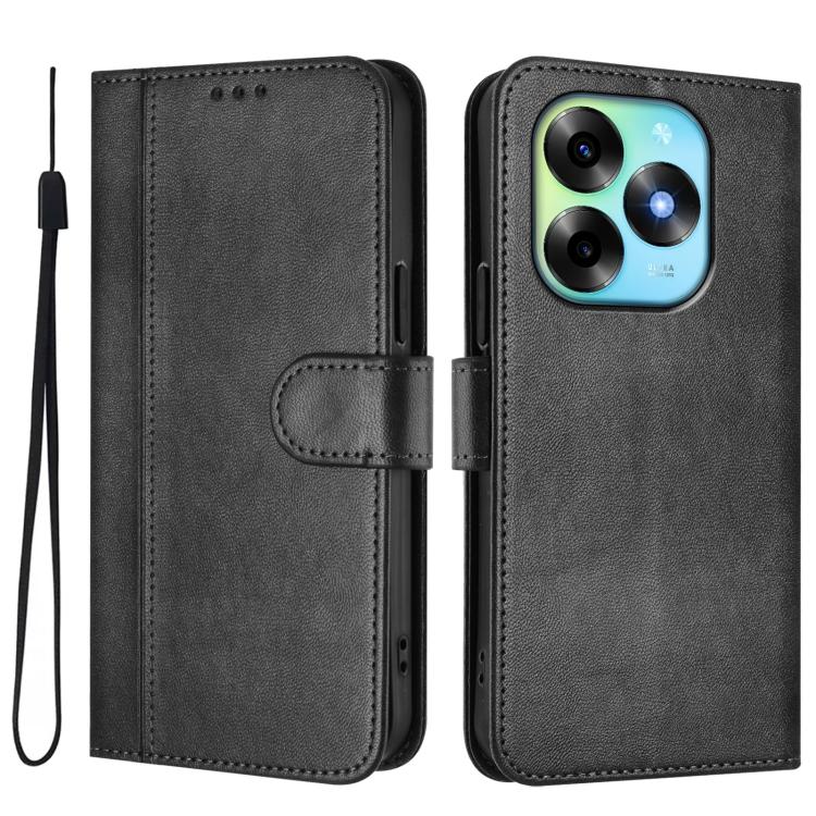 For itel S23+ Line Splicing Buckle Retro Leather Phone Case