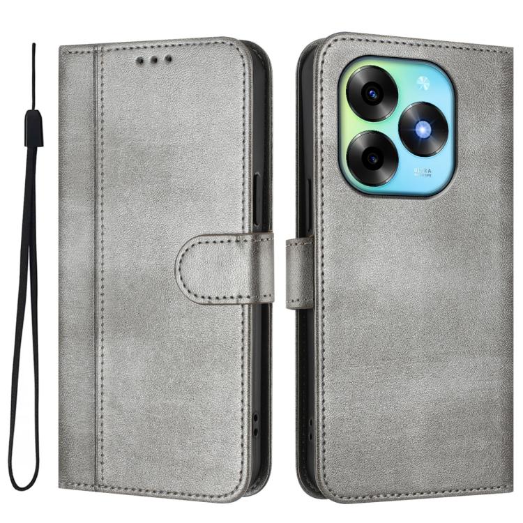 For itel S23+ Line Splicing Buckle Retro Leather Phone Case