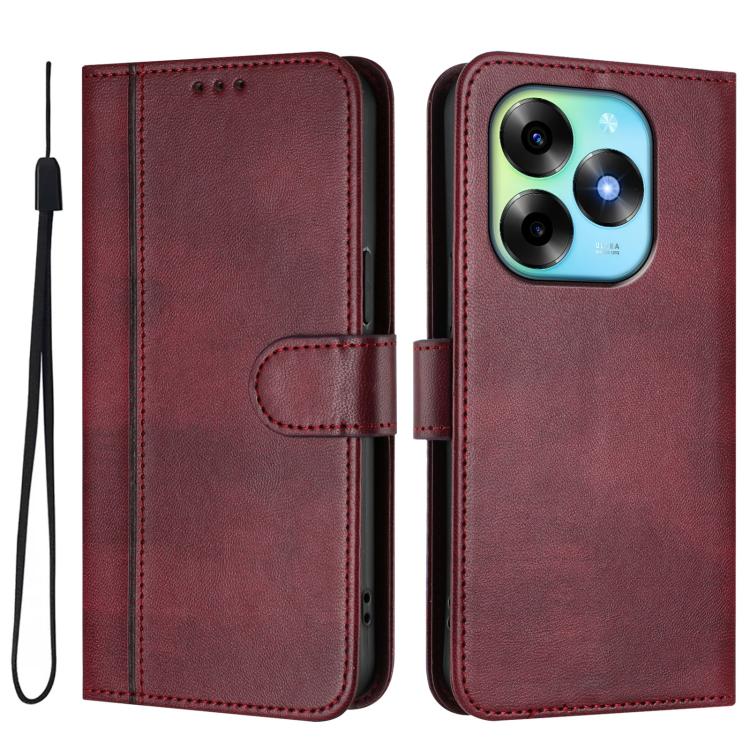 For itel S23+ Line Splicing Buckle Retro Leather Phone Case