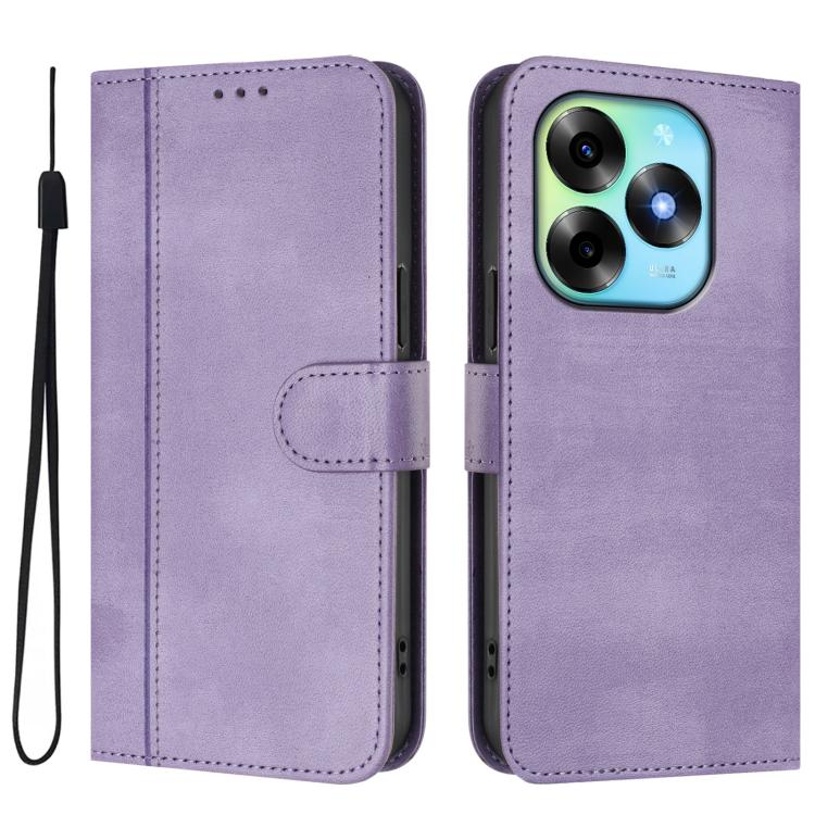 For itel S23+ Line Splicing Buckle Retro Leather Phone Case