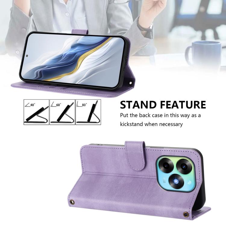 For itel S23+ Line Splicing Buckle Retro Leather Phone Case
