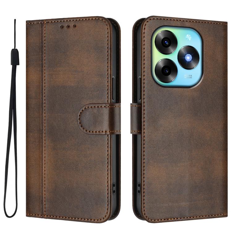 For itel S23+ Line Splicing Buckle Retro Leather Phone Case