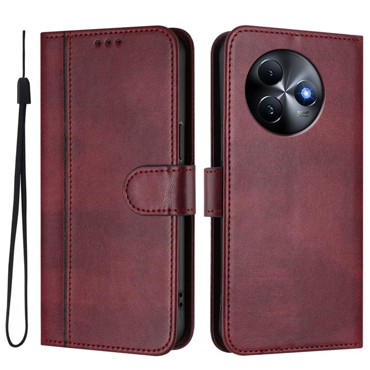 For itel S24 Line Splicing Buckle Retro Leather Phone Case