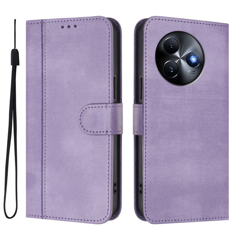 For itel S24 Line Splicing Buckle Retro Leather Phone Case