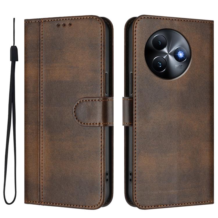 For itel S24 Line Splicing Buckle Retro Leather Phone Case