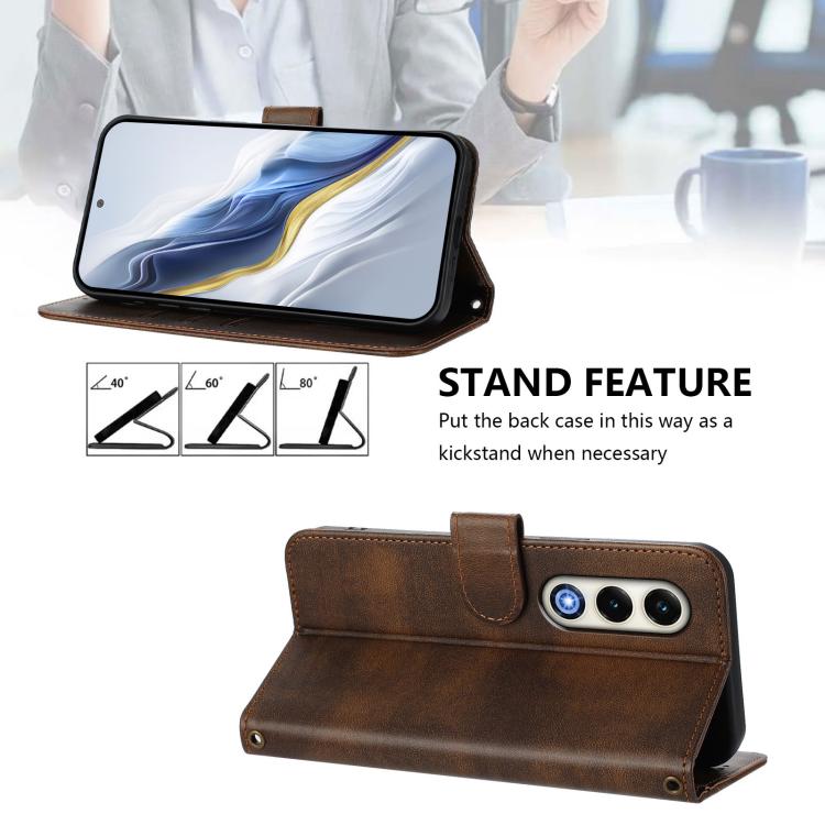 For itel S25 4G Line Splicing Buckle Retro Leather Phone Case