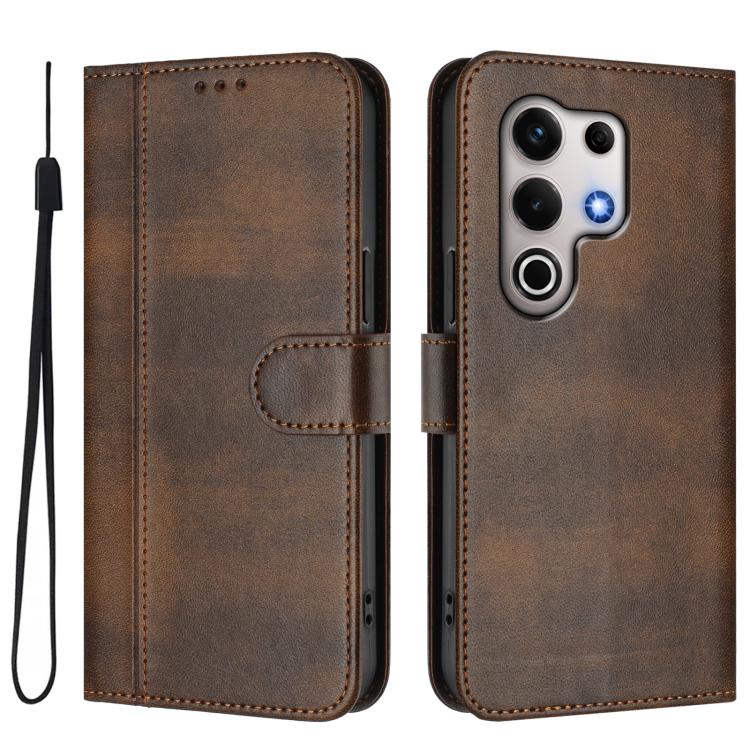 For itel S25 Ultra 4G Line Splicing Buckle Retro Leather Phone Case