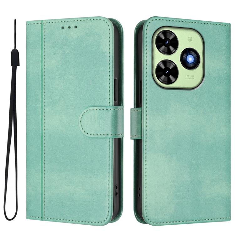 For itel P55T 4G / Tecno Spark Go 2024 Line Splicing Buckle Retro Leather Phone Case