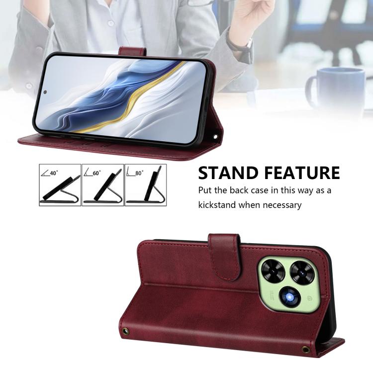 For itel P55T 4G / Tecno Spark Go 2024 Line Splicing Buckle Retro Leather Phone Case