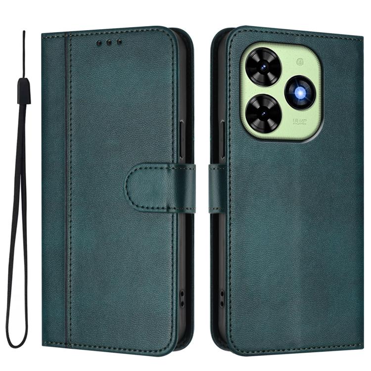 For itel P55T 4G / Tecno Spark Go 2024 Line Splicing Buckle Retro Leather Phone Case