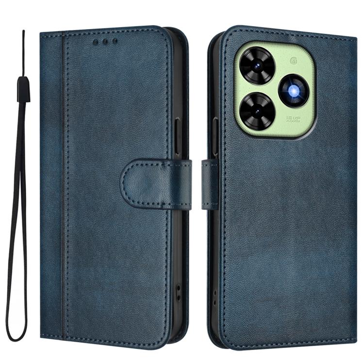For itel P55T 4G / Tecno Spark Go 2024 Line Splicing Buckle Retro Leather Phone Case