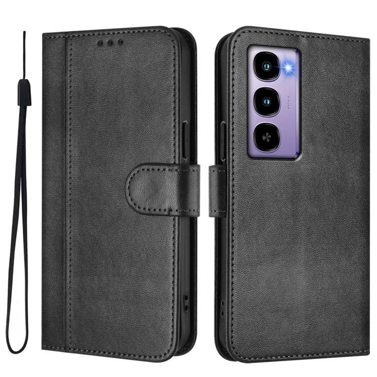 For itel City 100 Line Splicing Buckle Retro Leather Phone Case