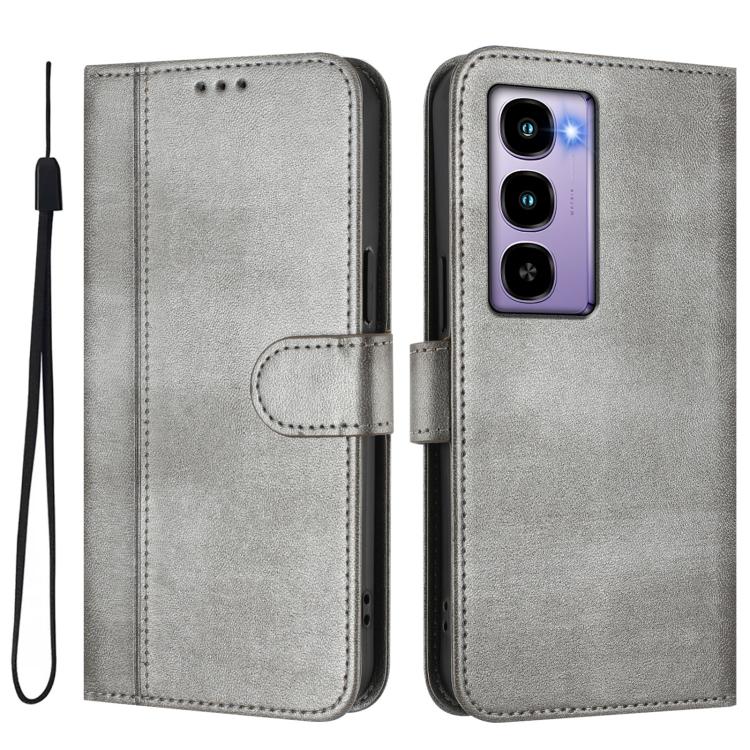 For itel City 100 Line Splicing Buckle Retro Leather Phone Case