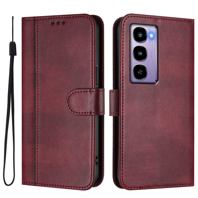 For itel City 100 Line Splicing Buckle Retro Leather Phone Case