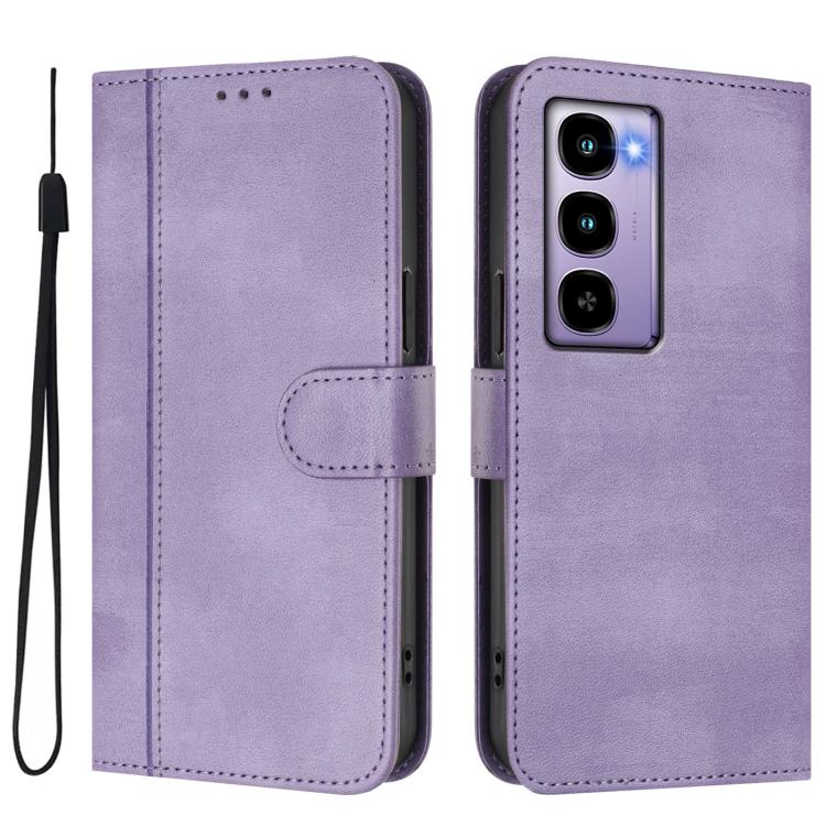 For itel City 100 Line Splicing Buckle Retro Leather Phone Case