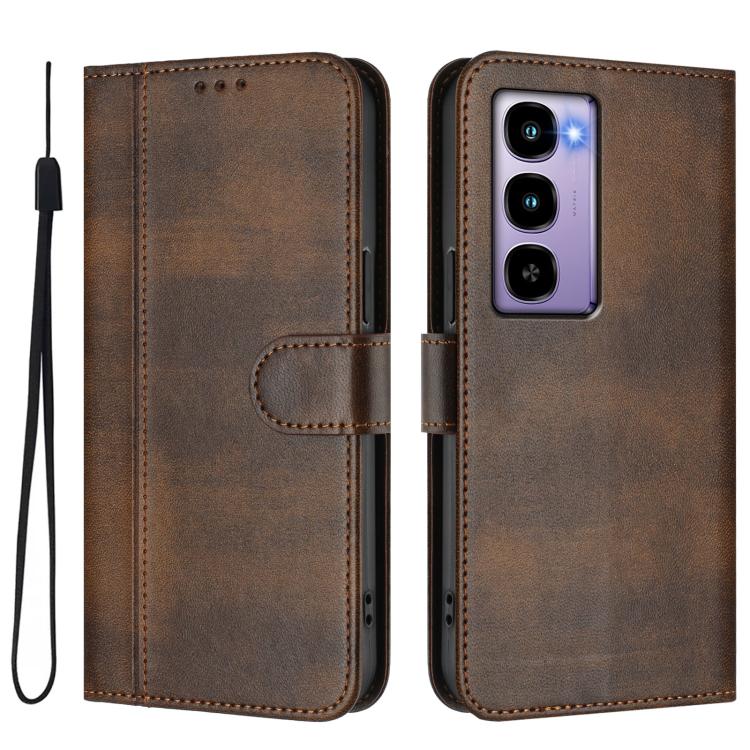 For itel City 100 Line Splicing Buckle Retro Leather Phone Case