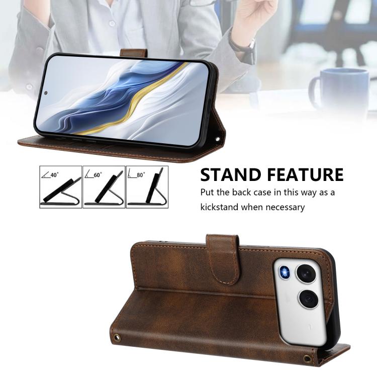 For itel A200 4G / A200+ 4G Line Splicing Buckle Retro Leather Phone Case
