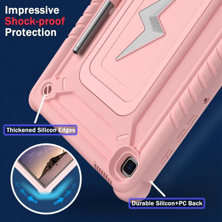 For Samsung Galaxy Tab S6 Lite 2020 / 2024 Armor Bolt Shape Holder Silicone Hybrid PC Tablet Case