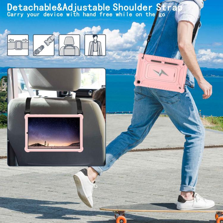For Samsung Galaxy Tab S6 Lite 2020 / 2024 Armor Bolt Shape Holder Silicone Hybrid PC Tablet Case