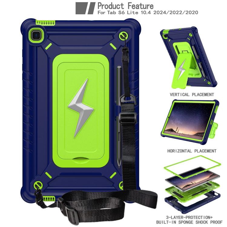 For Samsung Galaxy Tab S6 Lite 2020 / 2024 Armor Bolt Shape Holder Silicone Hybrid PC Tablet Case