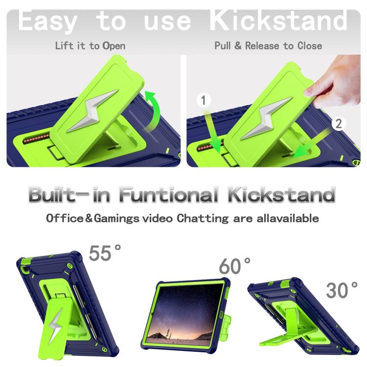 For Samsung Galaxy Tab S6 Lite 2020 / 2024 Armor Bolt Shape Holder Silicone Hybrid PC Tablet Case