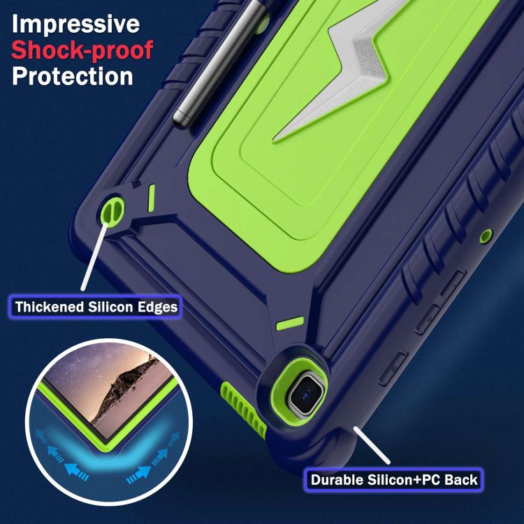 For Samsung Galaxy Tab S6 Lite 2020 / 2024 Armor Bolt Shape Holder Silicone Hybrid PC Tablet Case