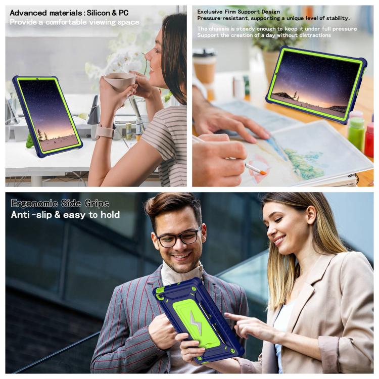For Samsung Galaxy Tab S6 Lite 2020 / 2024 Armor Bolt Shape Holder Silicone Hybrid PC Tablet Case