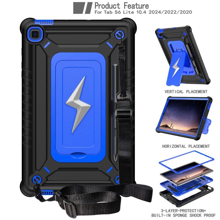 For Samsung Galaxy Tab S6 Lite 2020 / 2024 Armor Bolt Shape Holder Silicone Hybrid PC Tablet Case