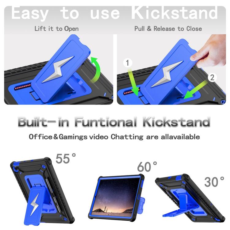 For Samsung Galaxy Tab S6 Lite 2020 / 2024 Armor Bolt Shape Holder Silicone Hybrid PC Tablet Case