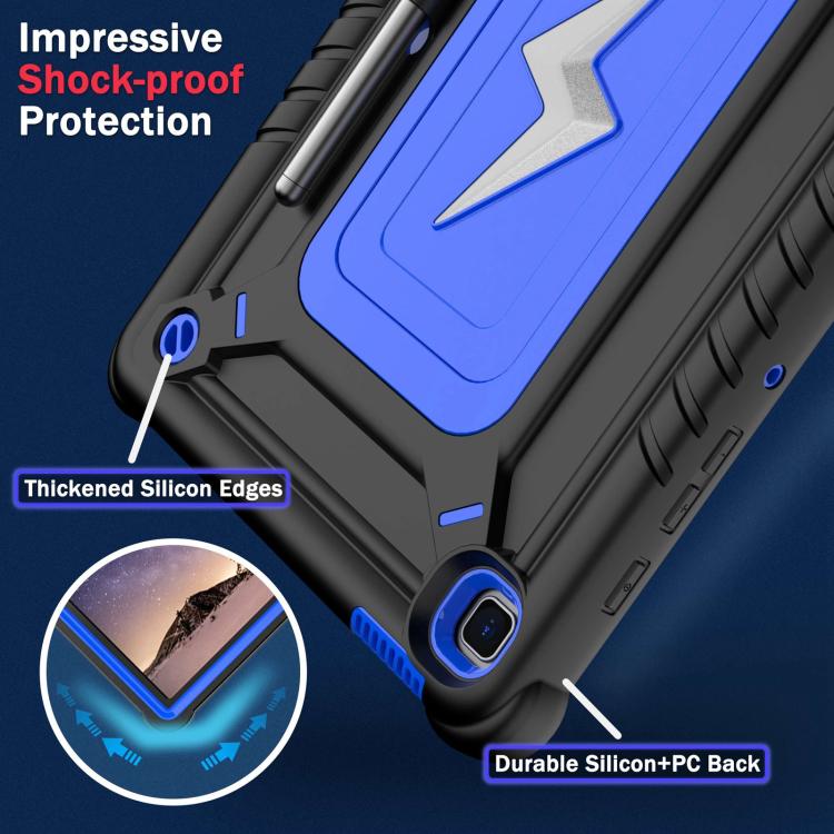 For Samsung Galaxy Tab S6 Lite 2020 / 2024 Armor Bolt Shape Holder Silicone Hybrid PC Tablet Case