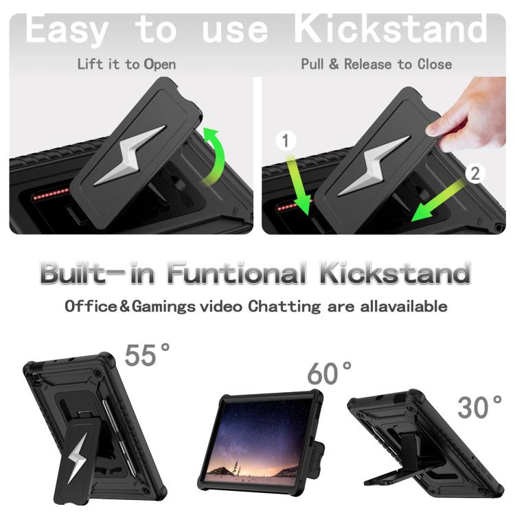 For Samsung Galaxy Tab S6 Lite 2020 / 2024 Armor Bolt Shape Holder Silicone Hybrid PC Tablet Case