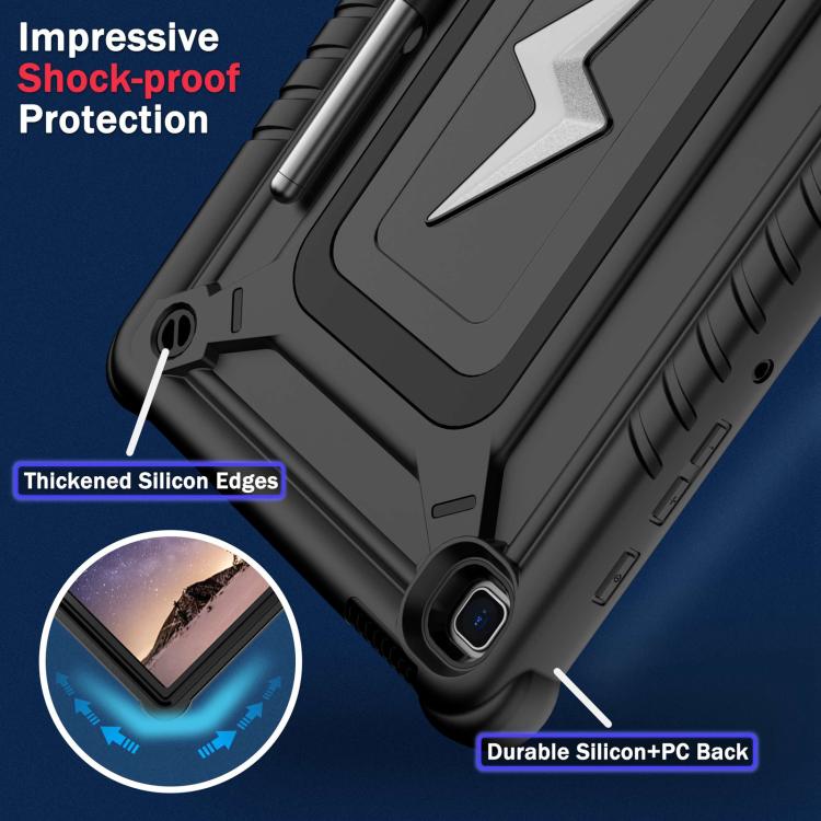 For Samsung Galaxy Tab S6 Lite 2020 / 2024 Armor Bolt Shape Holder Silicone Hybrid PC Tablet Case