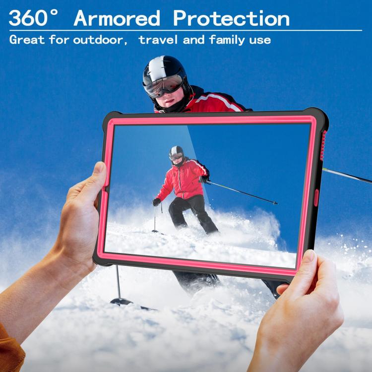 For Samsung Galaxy Tab S6 Lite 2020 / 2024 Armor Bolt Shape Holder Silicone Hybrid PC Tablet Case