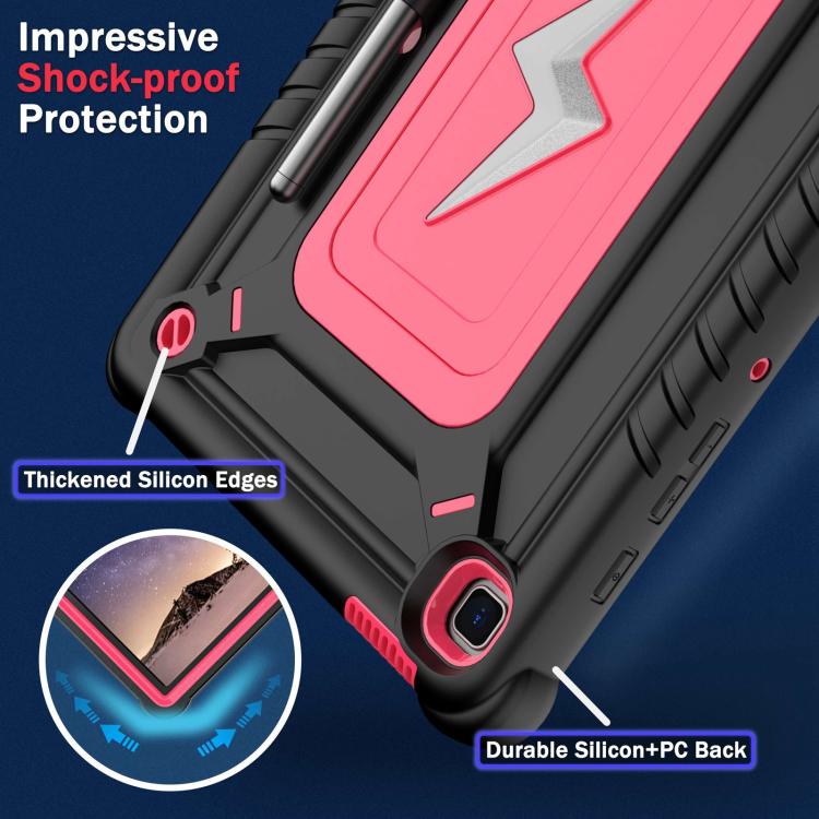 For Samsung Galaxy Tab S6 Lite 2020 / 2024 Armor Bolt Shape Holder Silicone Hybrid PC Tablet Case
