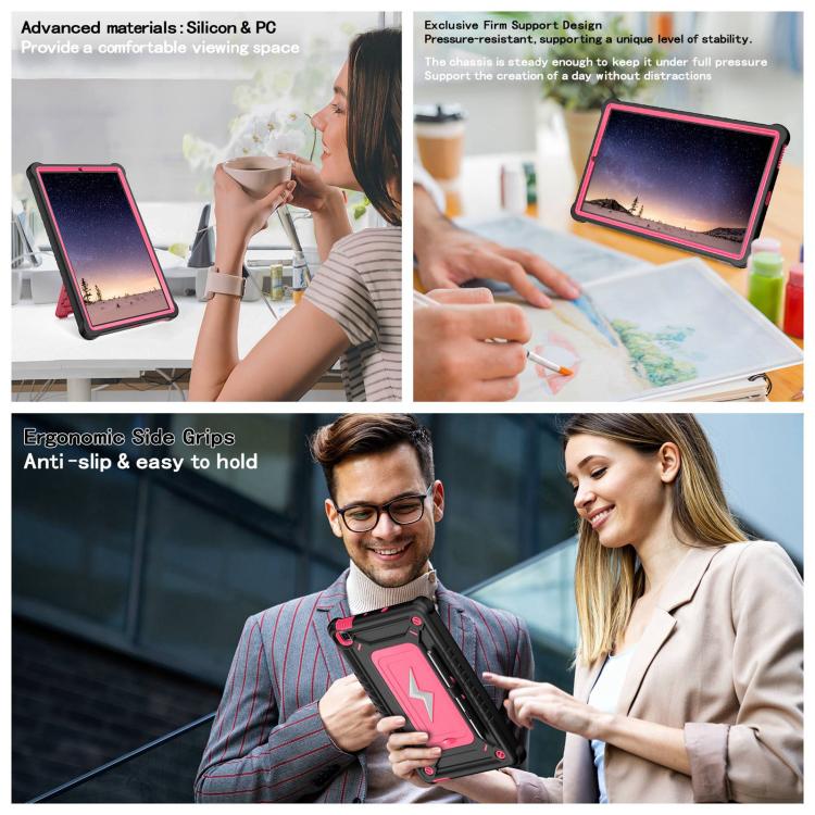 For Samsung Galaxy Tab S6 Lite 2020 / 2024 Armor Bolt Shape Holder Silicone Hybrid PC Tablet Case