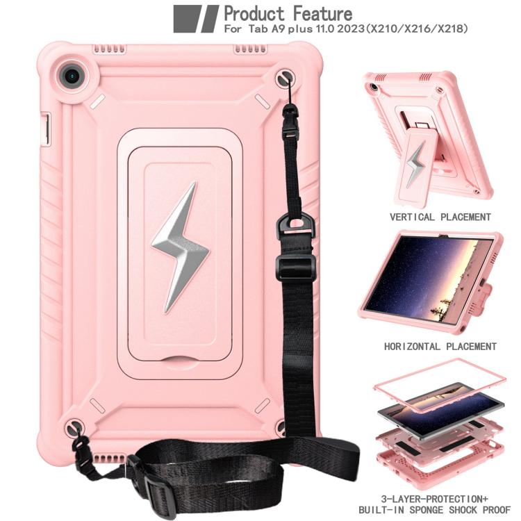 For Samsung Galaxy Tab A9+ Armor Bolt Shape Holder Silicone Hybrid PC Tablet Case