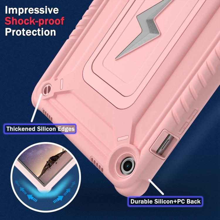 For Samsung Galaxy Tab A9+ Armor Bolt Shape Holder Silicone Hybrid PC Tablet Case