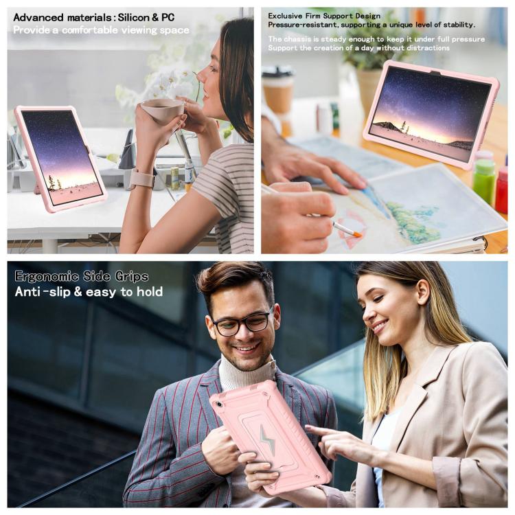 For Samsung Galaxy Tab A9+ Armor Bolt Shape Holder Silicone Hybrid PC Tablet Case