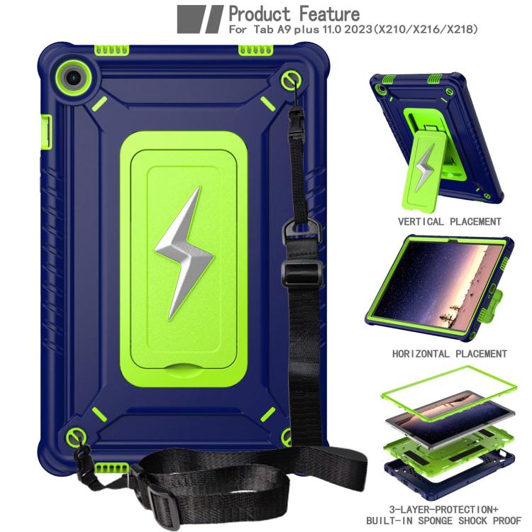 For Samsung Galaxy Tab A9+ Armor Bolt Shape Holder Silicone Hybrid PC Tablet Case