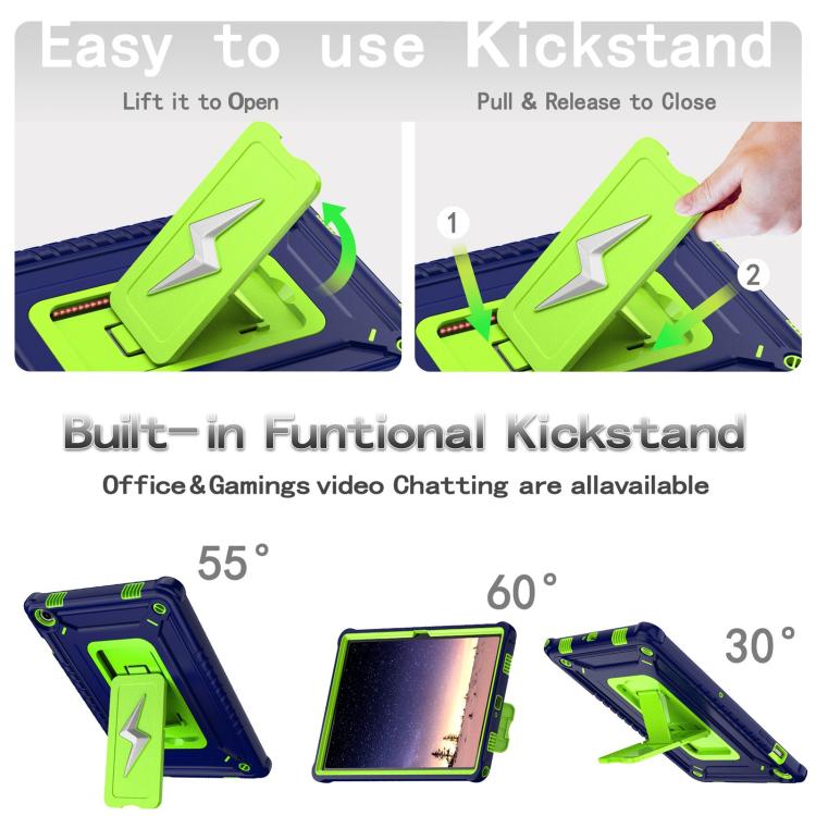For Samsung Galaxy Tab A9+ Armor Bolt Shape Holder Silicone Hybrid PC Tablet Case