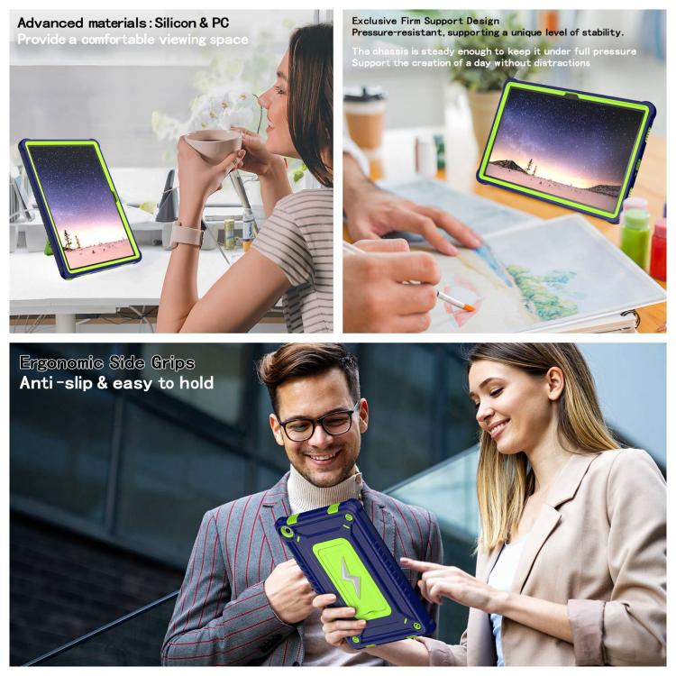 For Samsung Galaxy Tab A9+ Armor Bolt Shape Holder Silicone Hybrid PC Tablet Case