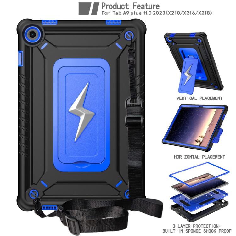 For Samsung Galaxy Tab A9+ Armor Bolt Shape Holder Silicone Hybrid PC Tablet Case