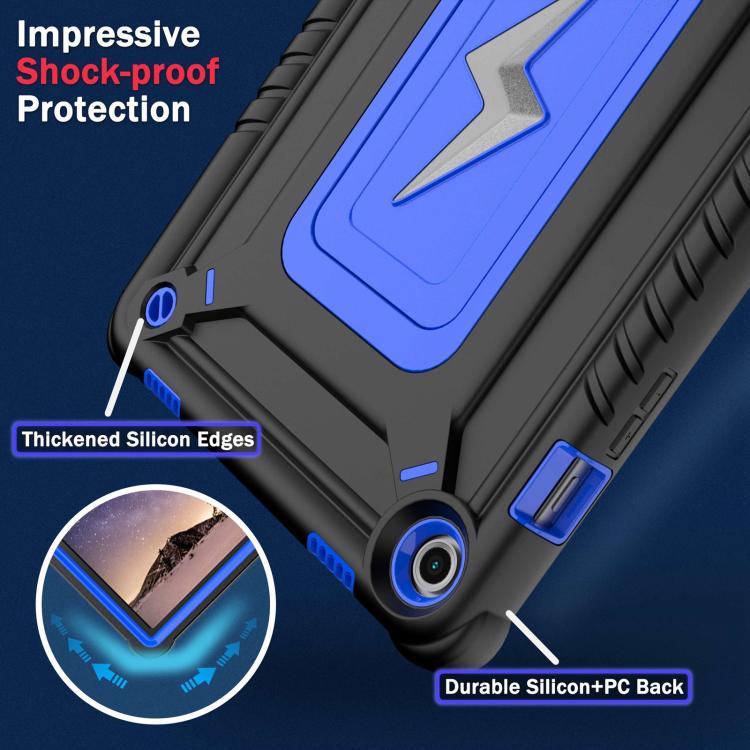 For Samsung Galaxy Tab A9+ Armor Bolt Shape Holder Silicone Hybrid PC Tablet Case