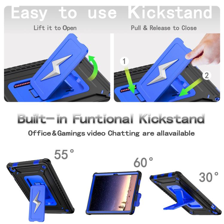 For Samsung Galaxy Tab A9+ Armor Bolt Shape Holder Silicone Hybrid PC Tablet Case