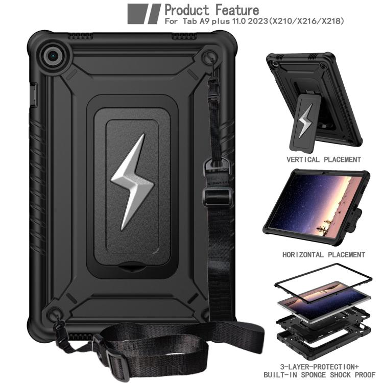 For Samsung Galaxy Tab A9+ Armor Bolt Shape Holder Silicone Hybrid PC Tablet Case