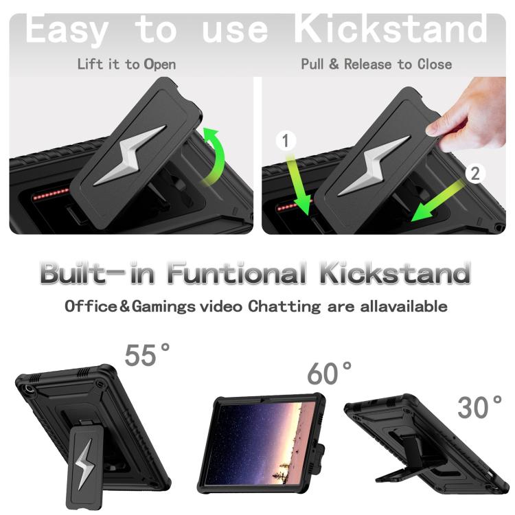 For Samsung Galaxy Tab A9+ Armor Bolt Shape Holder Silicone Hybrid PC Tablet Case